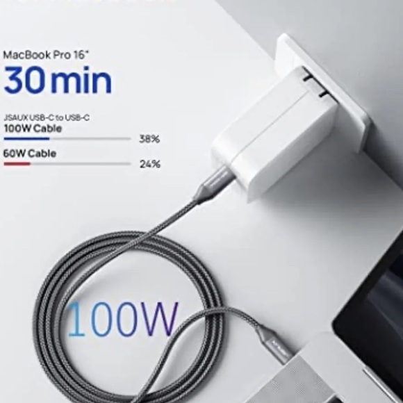 USB C to USB C cable 100W 10ft Rapid Charger For MacBook,iPad,galaxy,pixel - Picture 4 of 4